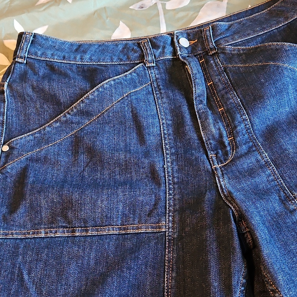 Dark Blue Denim Jeans with Front Patch Pockets - Picture 6 of 12